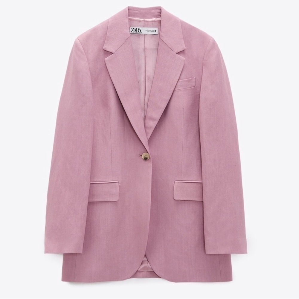 NWT Zara Linen Blend Limited Edition Straight Blazer Small
